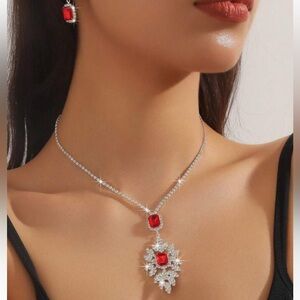 1pc Fashionable Women's Multicolor Geometric Teardrop Crystal Collar Necklace